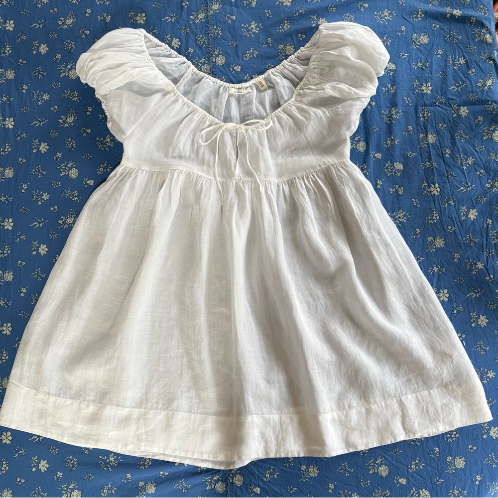 Doen White Ruffled Mini Dress